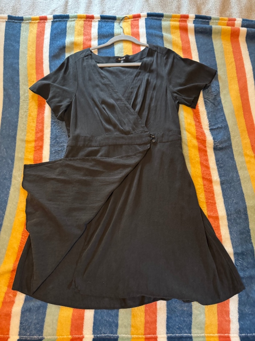 Madewell Black Button-Front Wrap Dress